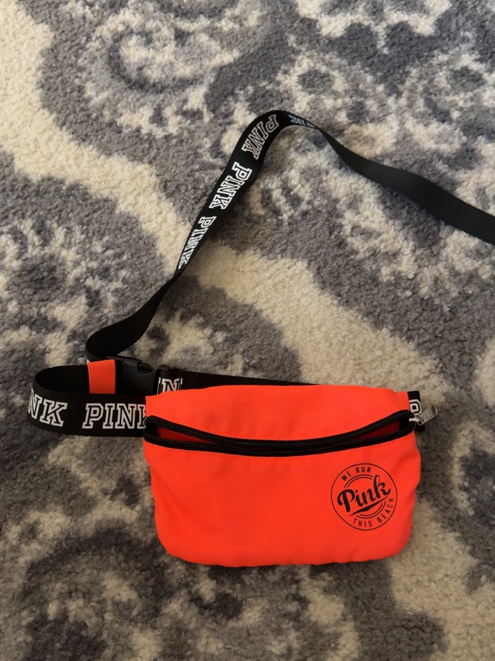 PINK Victoria's Secret Neon Orange Logo Waist Bag